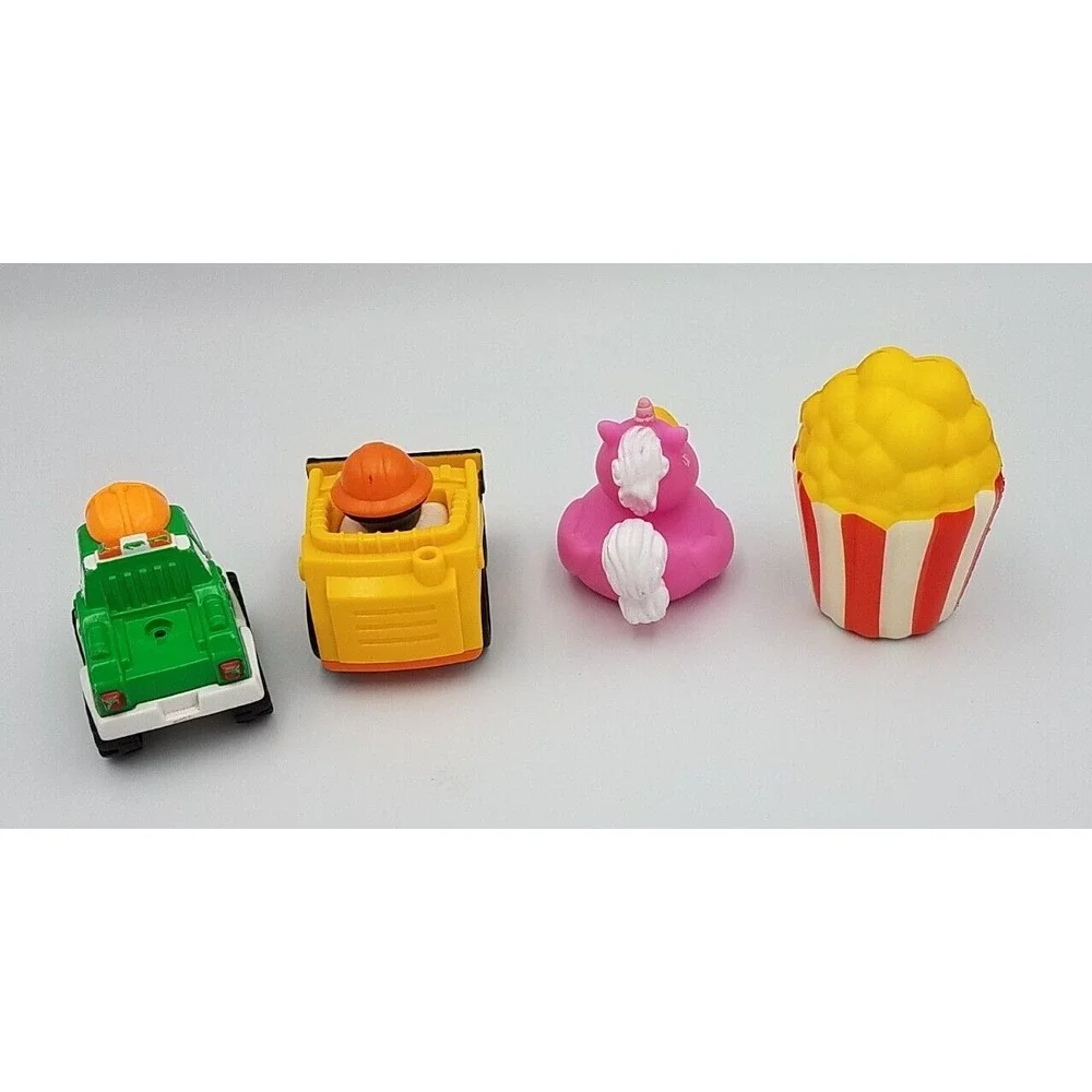 Mixed Lot 4 toys‎ bulldozer tow truck unicorn duck squish popcorn